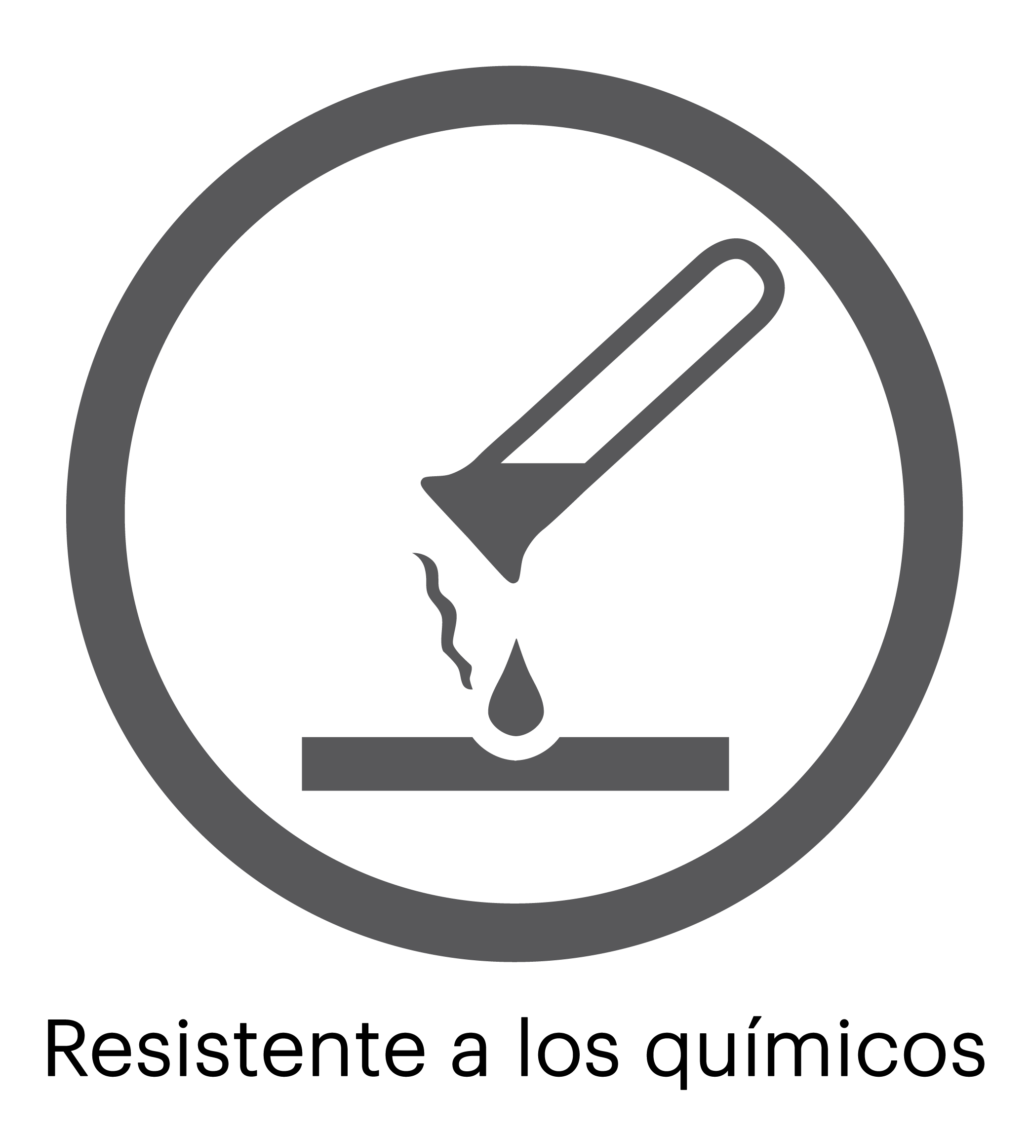 Logotipo de "superficie resistente a los químicos"